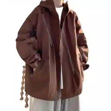 玉儿恋  纯色高领连帽机能风美式  防水防风冲锋衣 男款