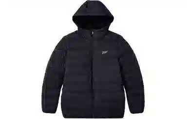 乔丹 纯色拉链连帽长袖羽绒服 男款 黑色