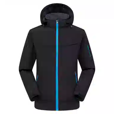 浪莎  软壳连帽纯色拉链  防水防风速干冲锋衣 男款