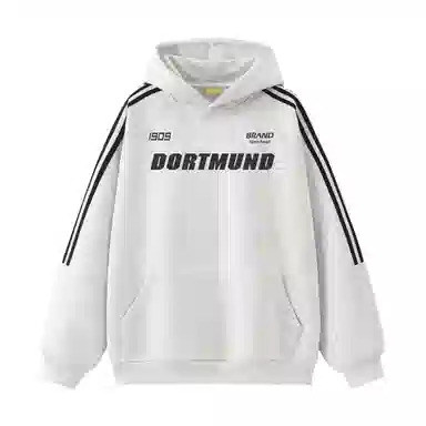 普鲁士多特蒙德 美式纯色字母印花宽松休闲日常通勤经典简约百搭连帽卫衣 男女同款