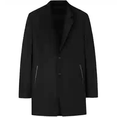 才子 纯色保暖中长款商务单排扣大衣 男款