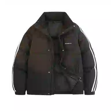 鸭鸭 撞色条纹印花时尚休闲无性别立领羽绒服 男女同款