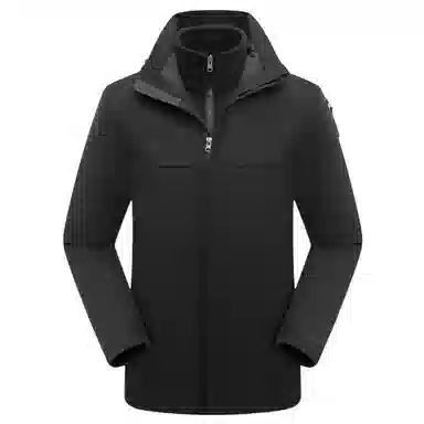 浪莎  纯色连帽舒适拉链  防水防风保暖冲锋衣 男