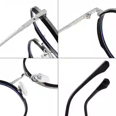 山一丸 时尚防蓝光素颜小圆框平光镜 学生显脸小时尚 合金 圆形 光学镜架 男女同款情侣款