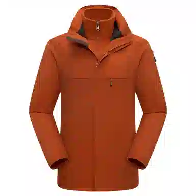 浪莎  纯色连帽舒适拉链  防水防风保暖冲锋衣 男