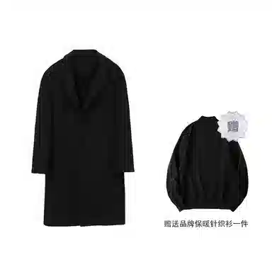 我是大卫 毛呢中长款加厚保暖韩系休闲大衣 男女同款 黑色