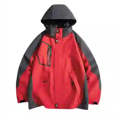 浪莎  户外休闲字母印花连帽宽松拉链  防水防风透气冲锋衣 男款