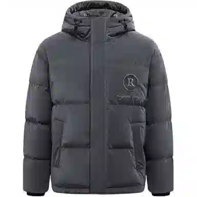 鸭鸭 字母刺绣连帽加厚羽绒服 男款