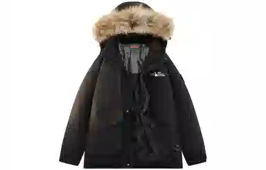 雅鹿 复古工装大口袋设计户外纯色山系立体字母户外可拆卸毛领连帽派克服宽松休闲加厚内里石墨烯保暖中长款羽绒服 男女同款