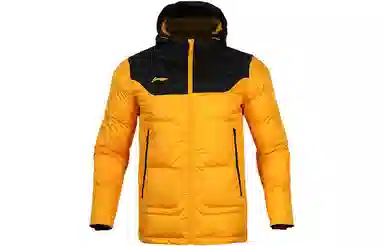 LiNing拼色休闲Logo标识连帽长袖棉服