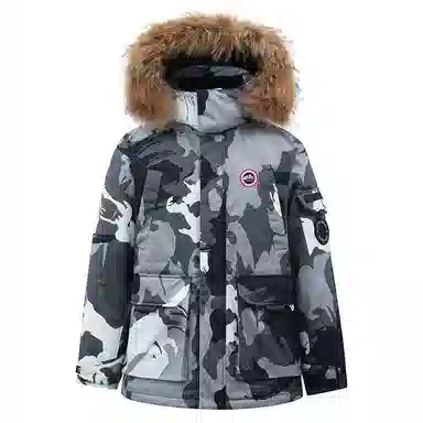 雅鹿 连帽中长款百搭羽绒服 男女同款 黑色