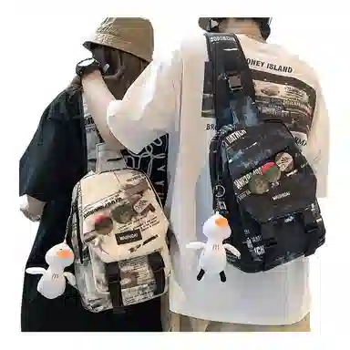 欧曼斐 单肩包日系休闲百搭潮流 尼龙 胸包 男女同款情侣款 多色