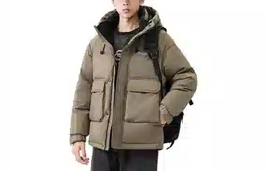 鸭鸭 字母印花短款连帽加厚羽绒服 男款