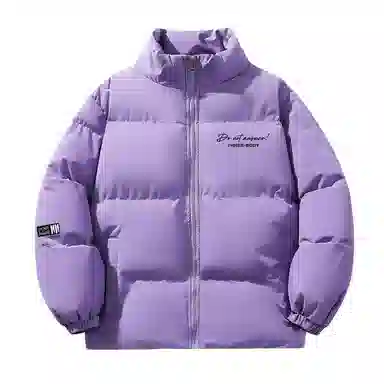 三体 不要回答系列 宽松美式休闲户外防风防水防寒加厚立领开衫舒适简约基础款字母印花纯色百搭时尚保暖柔软潮牌棉服 男女同款