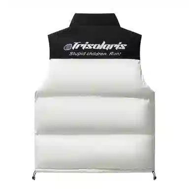 三体 末日之战系列 美式复古撞色拼接简约基础款字母印花宽松立领拉链休闲保暖厚款高街潮牌面包服城市风百搭无袖马甲 男女同款