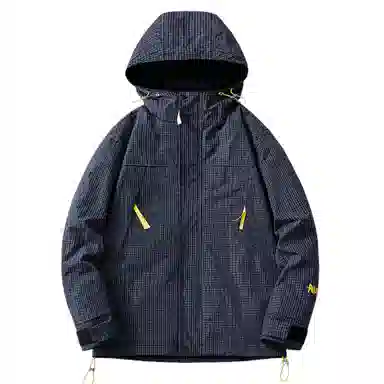 浪莎  户外休闲登山单层纯色连帽宽松拉链  防水防风冲锋衣 男女同款