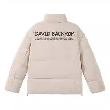 大卫贝肯 美式高街复古经典潮流字母印花纯色休闲面包服加厚保暖立领外套棉服 男女同款