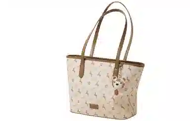 妙迪 通勤 人造革 托特包单肩包 女款 奶茶杏