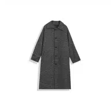 我是大卫 毛呢中长款千鸟格韩版复古休闲大衣 男女同款