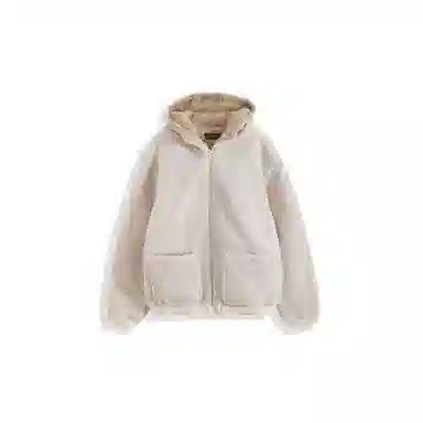 我是大卫 纯色短款羊羔绒拼色加厚保暖韩版休闲棉服 男女同款