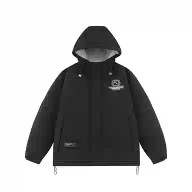 三体 红岸基地超级符号绣章系列 户外防风防水防寒字母印花连帽休闲加厚保暖舒适美式复古潮牌面包服长袖羽绒服 男女同款