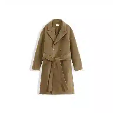 我是大卫 纯色复古中长款过膝保暖加厚毛呢大衣 男女同款