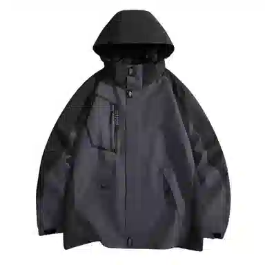 浪莎  户外休闲字母印花连帽宽松拉链  防水防风透气冲锋衣 男款