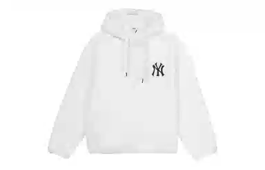 MLB New York Yankees Logo Embroidered Fleece Hoodie Ivory