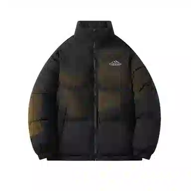 鸭鸭 基础纯色简约字母印花设计感立领宽松休闲时尚百搭防风防寒加厚落肩舒适柔软防钻绒透气羽绒服 男女同款 黑色