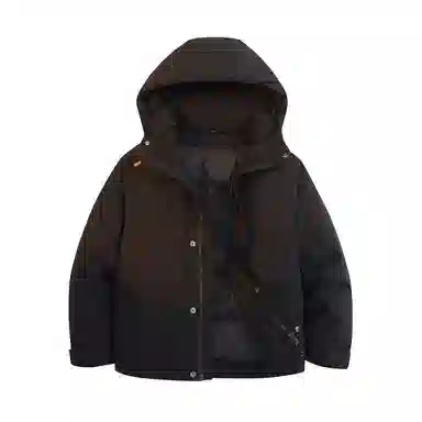 鸭鸭 纯色休闲大口袋短款连帽羽绒服 男款