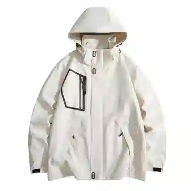 浪莎  户外休闲字母印花连帽宽松拉链  防水防风透气冲锋衣 男款