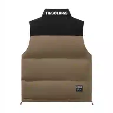 三体 末日之战系列 撞色拼接简约基础款字母印花保暖厚款舒适立领开衫背心户外工装机能风潮牌美式复古无袖马甲 男女同款