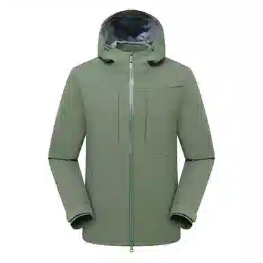 浪莎  单层户外登山服露营徒步纯色连帽宽松拉链  防水防风保暖速干冲锋衣 通用