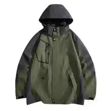 浪莎  户外休闲字母印花连帽宽松拉链  防水防风透气冲锋衣 男款