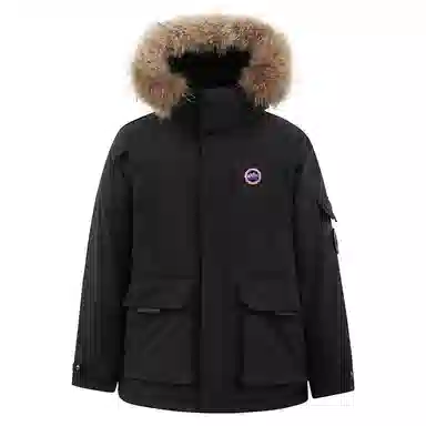 雅鹿 连帽中长款百搭羽绒服 男女同款 黑色