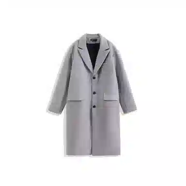 我是大卫 毛呢纯色中长款高级感保暖加厚韩版休闲外套大衣 男女同款