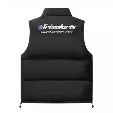 三体 末日之战系列 美式复古撞色拼接简约基础款字母印花宽松立领拉链休闲保暖厚款高街潮牌面包服城市风百搭无袖马甲 男女同款