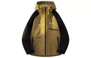 美式复古山系字母拼接撞色防风防水拉链登山户外连帽服饰  防水防风保暖冲锋衣 男女同款