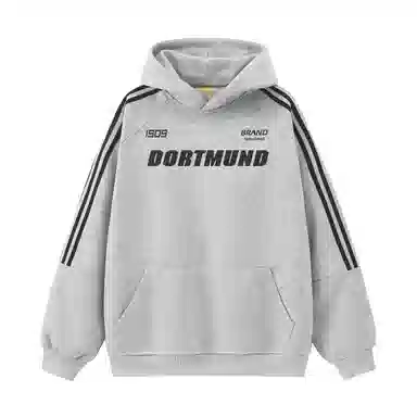普鲁士多特蒙德 美式纯色字母印花宽松休闲日常通勤经典简约百搭连帽卫衣 男女同款