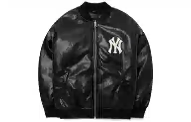 MLB FW22 Logo Patch Baseball Jacket Black