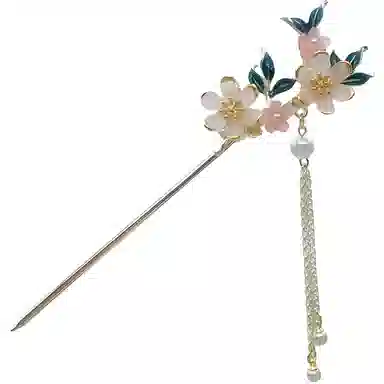 【遇见春色】 指尖瑰宝 古风花朵发饰中式高级感汉服旗袍盘发步摇珍珠流苏优雅气质 镀银 发簪 女款