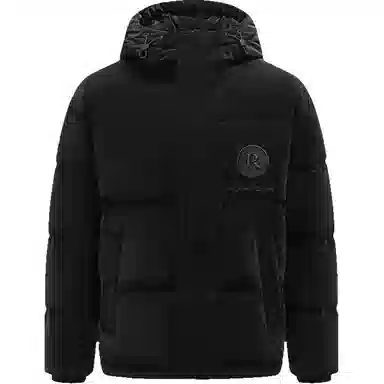 鸭鸭 字母刺绣连帽加厚羽绒服 男款