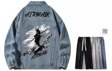 Airwalk Retro Dark Wukong Print Denim Jacket