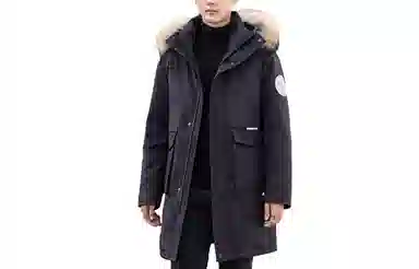 鸭鸭 连帽拉链中长款加厚羽绒服 男款