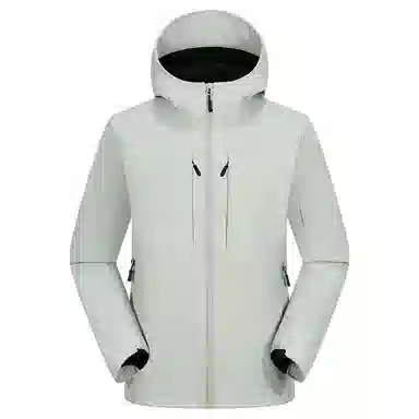 浪莎  户外登山纯色连帽宽松拉链  防水防风透气速干冲锋衣 通用