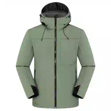 浪莎  户外纯色连帽宽松拉链舒适  防风透气耐磨冲锋衣 男女同款