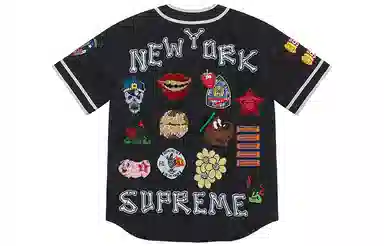 Supreme Patches Denim Baseball Jersey