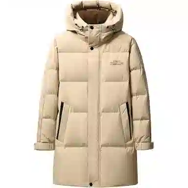 鸭鸭 防寒加厚保暖鸭绒中长款休闲宽松连帽套头暗黑羽绒服外套 男女同款