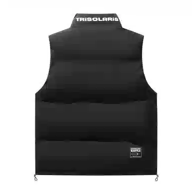 三体 末日之战系列 撞色拼接简约基础款字母印花保暖厚款舒适立领开衫背心户外工装机能风潮牌美式复古无袖马甲 男女同款