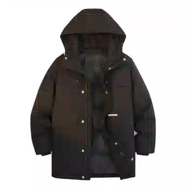 鸭鸭 简约舒适保暖连帽中长款工装口袋羽绒服 男款